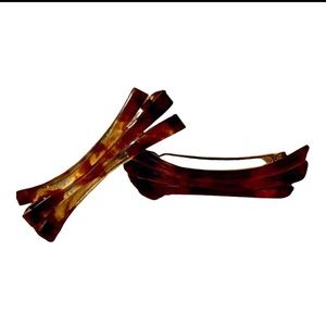 Unique Vintage French Tortoiseshell Colored Barrettes, Deadstock, Last Pair